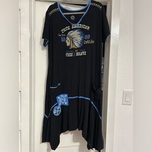 Double D Ranch Black Dress with Blue and Yellow Details